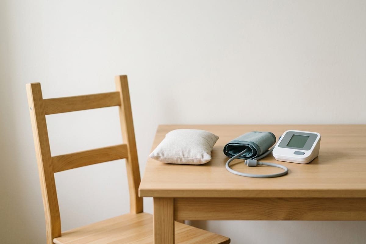 Место для замера: стул со спинкой, опора для руки, пять минут покоя